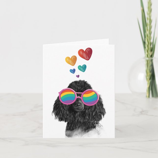 Carte Poodle Dog with Hearts Saint-Valentin (Devant)