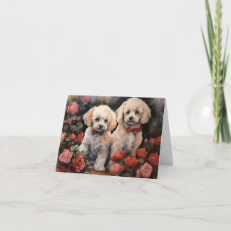 Carte Poodle Puppies Valentine's Day Card