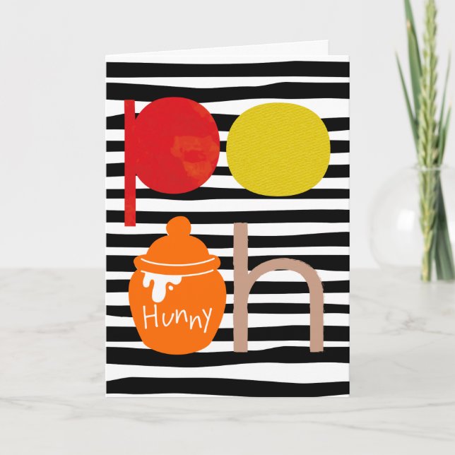 Carte Pooh | Aquarelle avec Pot Hunny (Devant)