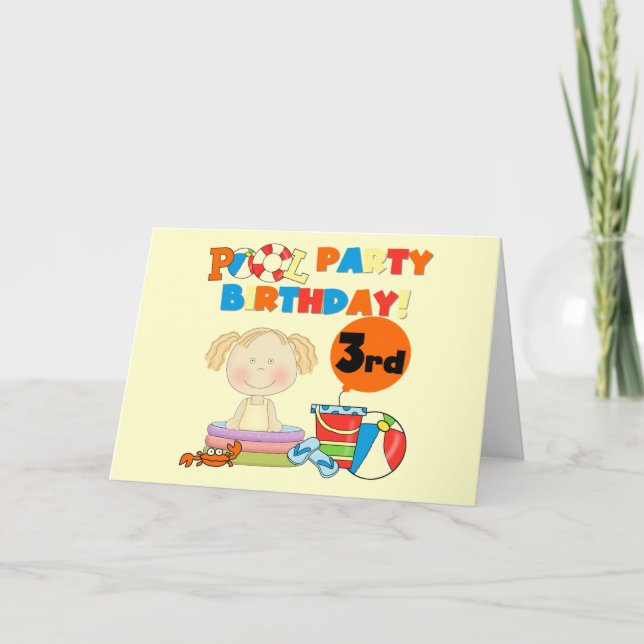 Carte Pool Party 3e anniversaire T-shirts et cadeaux (Devant)