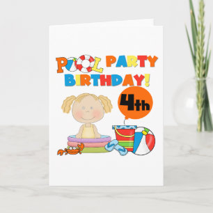 Carte Pool Party 4th Birthday Tshirts et cadeaux