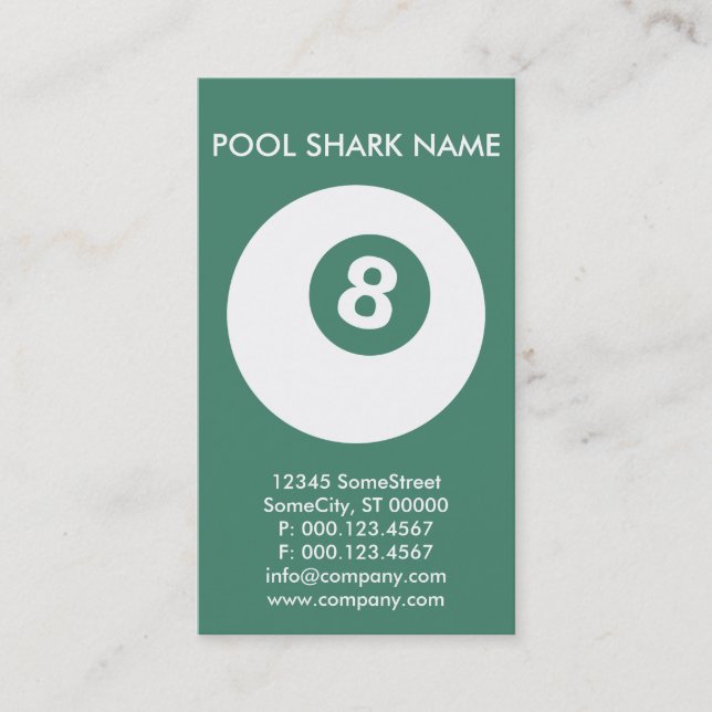 carte POOL SHARK personnalisée (Devant)