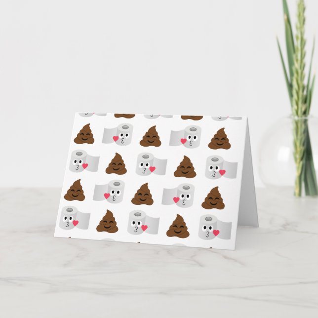 Carte poop emoji et papier de toilette (Devant)