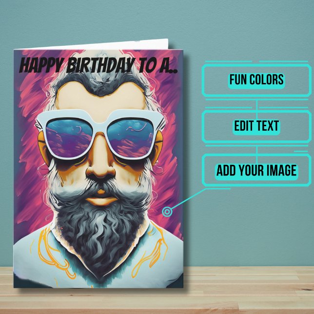 Carte Pop Art Beared Dude Anniversaire (This unique funny card is specifically for the friend in your life with the awesome beard. )