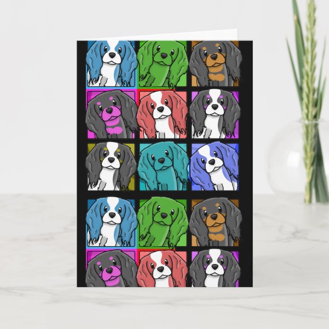 Carte Pop Art Cavalier King Charles Spaniel (Devant)