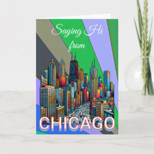 Carte Pop art Comic Style de livre Chicago Illinois Keep