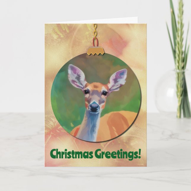Carte Pop Art Deer Animal Art Christmas Holiday Card (Devant)