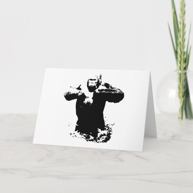 Carte Pop Art Gorilla Beating Chest Grey Card (Devant)