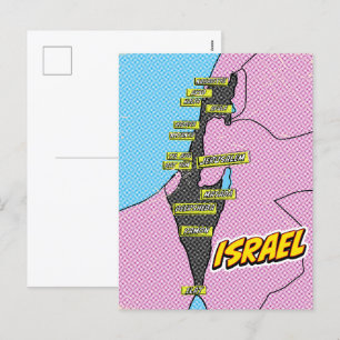 Carte Pop Art Illustré Israël