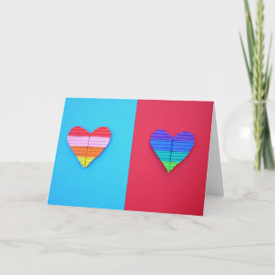Carte Pop Art Love Twin Rainbow Hearts