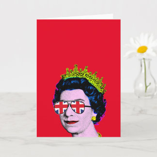 Carte Pop Art Moderne Amusant HM Reine avec lunettes Uni