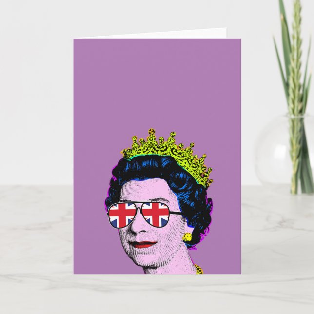 Carte Pop Art Moderne Fun HM Queen dans les lunettes Uni (Devant)