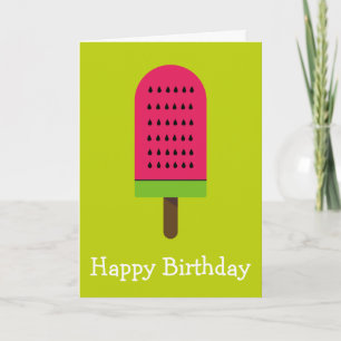 Carte Pop Art popsicle fruité pastèque anniversaire