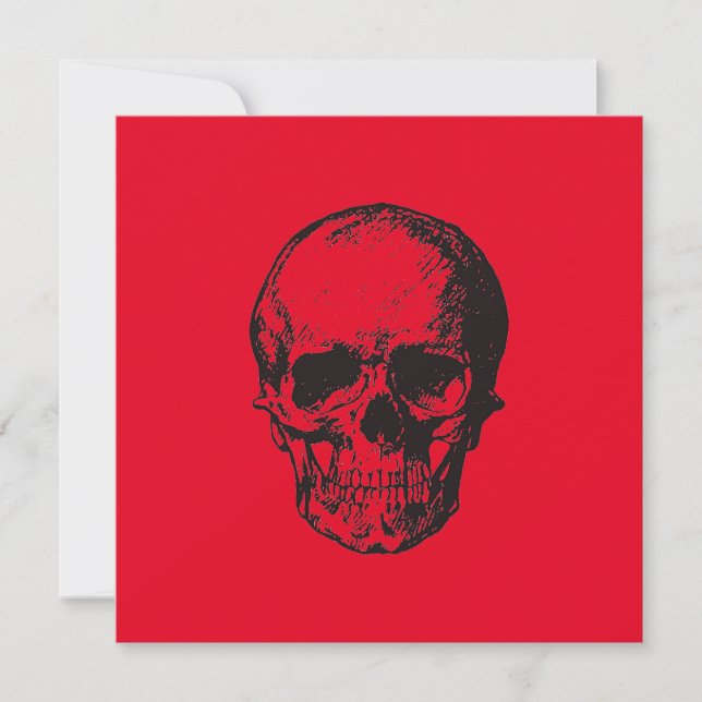 Carte Pop Art rouge crâne (Devant)