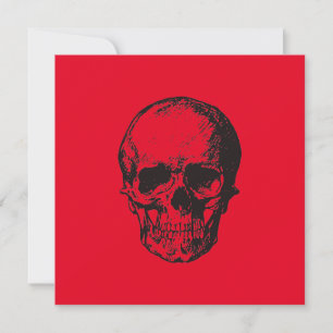Carte Pop Art rouge crâne
