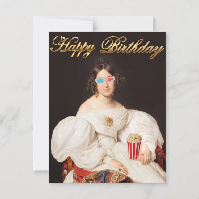 Carte Pop Corn Diva avec lunettes 3D (Devant)