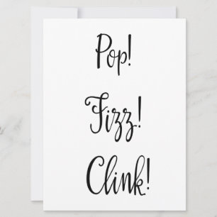 Carte "Pop! Fizz! Clink!" Enseigne de bar pétillant