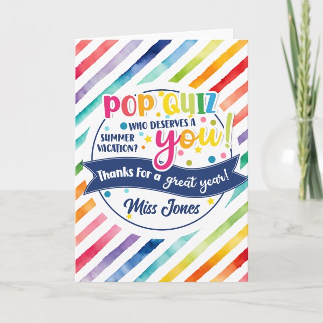 Carte pop quiz, qui mérite des vacances d'été, (Devant)