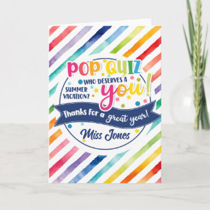 Carte pop quiz, qui mérite des vacances d'été,