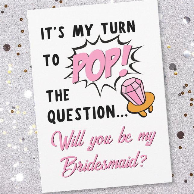 Carte Pop Ring Retro Funny Cute Bridesmaid Proposition (Créateur téléchargé)