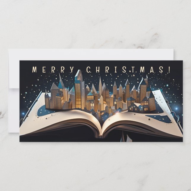 Carte Pop-up Book City à minuit Joyeux Noël FC (Devant)
