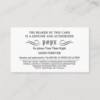 Carte Pope Erisian Discordian POEE