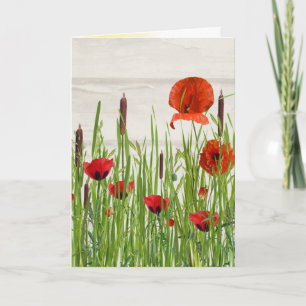 Carte Poppies et Cattails Anniversaire