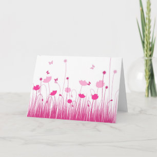 Carte Poppies minimalistes roses et blanches prègnent fl