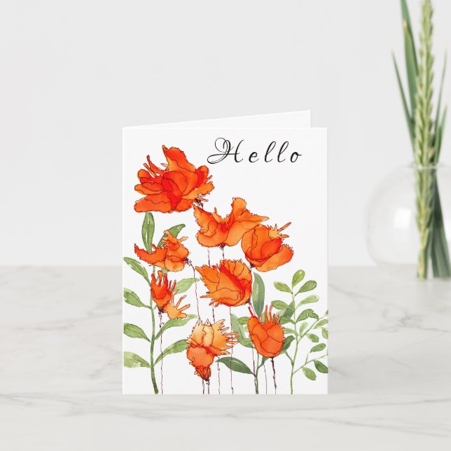 Carte Poppies orange et rouges colorées (Devant)