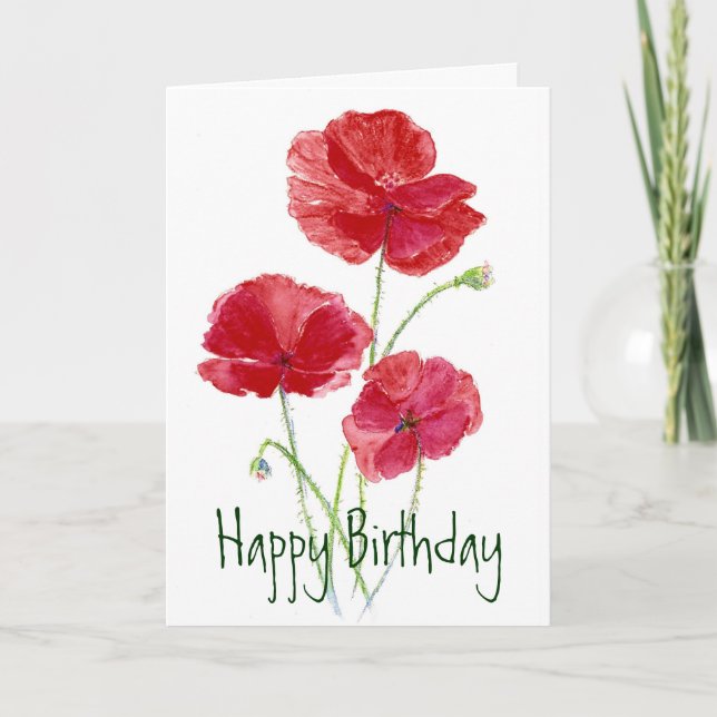 Carte Poppies rouges - Aquarelle (Devant)