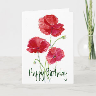 Carte Poppies rouges - Aquarelle
