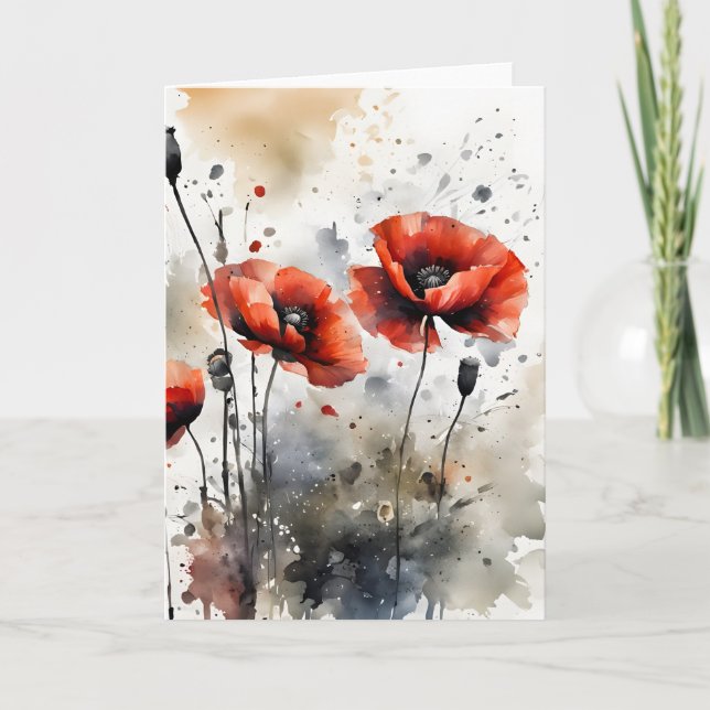 Carte Poppies - Watercolor flowers (Devant)