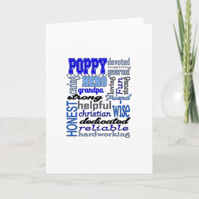 Carte Poppy grand-pa Fête des pères Papa Pawpaw (Devant)