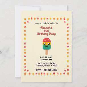 Carte Popsicle d'anniversaire sur Jaune