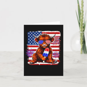 Carte Popsicle vache feu d'artifice Usa américain 4 juil