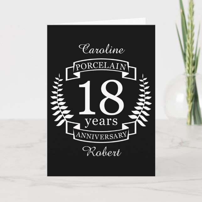 Carte Porcelaine traditionnelle mariage anniversaire 18  (Devant)
