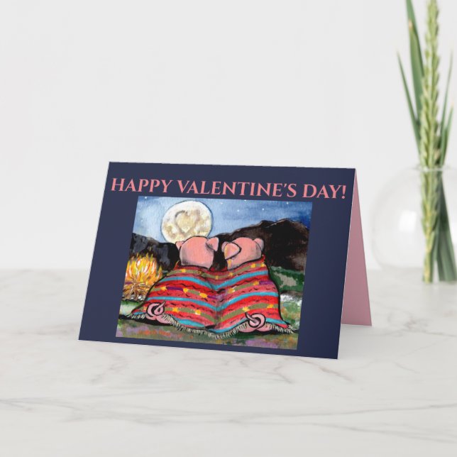 Carte Porcs dans Blanket Lune Nuit Amour Nature Romantiq (Devant)