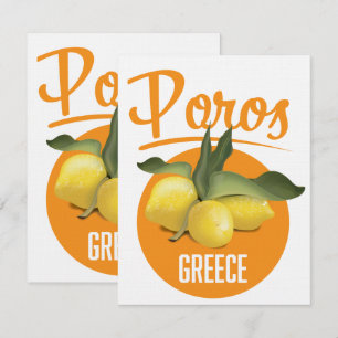 Carte Poros Grèce affiche de voyage Art Print