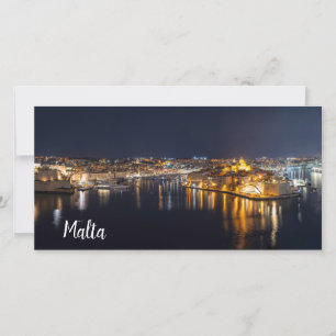 Carte Port à Malte illuminé la nuit toile Imprimer