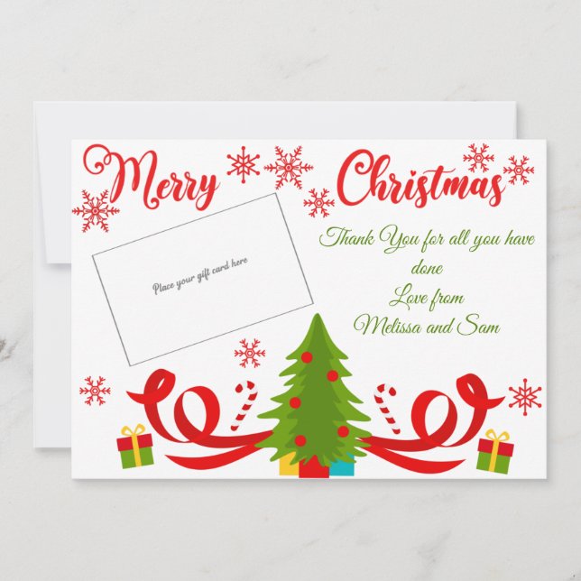 Carte Porte-carte cadeau chic d'arbre de Noël (Devant)