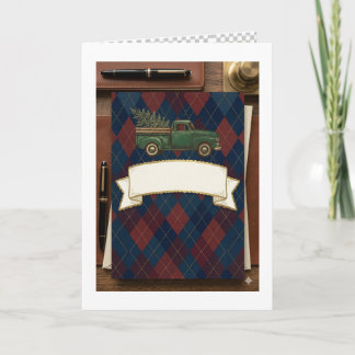 Carte Porte-clés de la fête des pères - Argyle à carreau