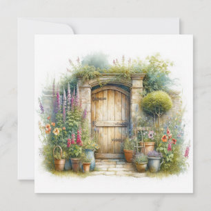 Carte Porte de jardin de cottage de style aquarelle Amit