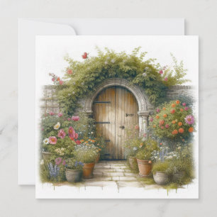 Carte Porte de jardin de cottage de style aquarelle Bonj