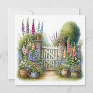 Carte Porte de jardin de cottage de style aquarelle Bonj