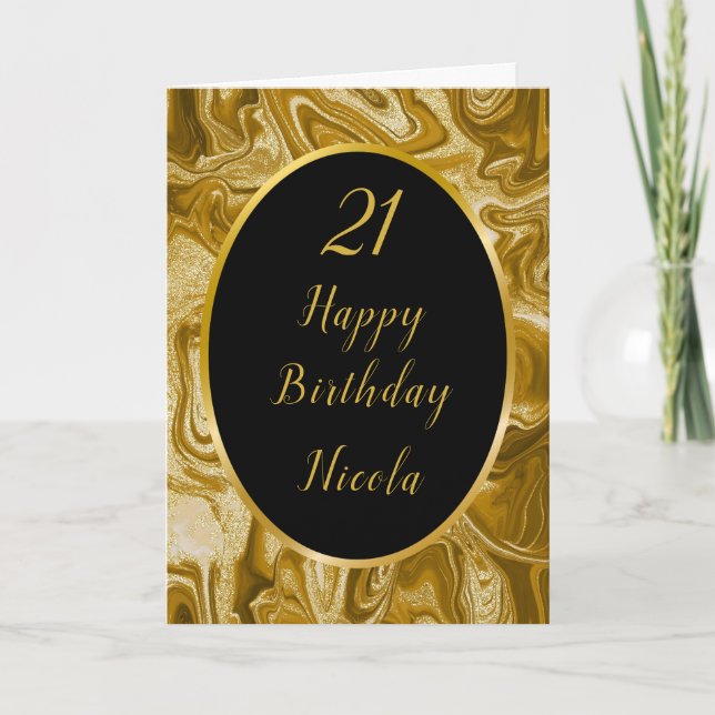 Carte Porte en marbre d'or 21e anniversaire (Devant)