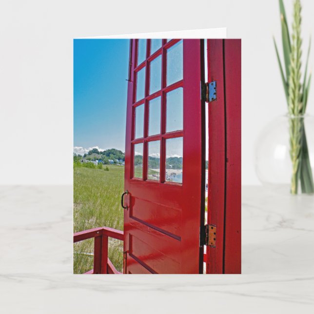 Carte Porte ouverte Félicitation-rouge du nouveau (Devant)