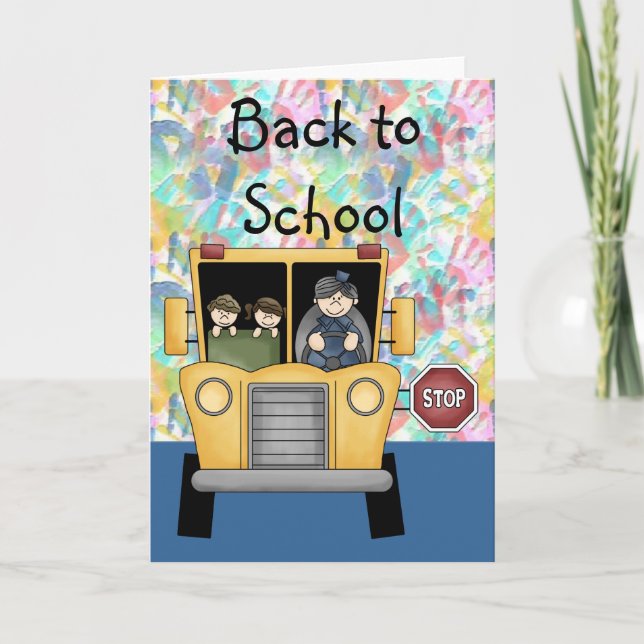 Carte Portefeuilles et autobus scolaire Retour à l'école (Devant)