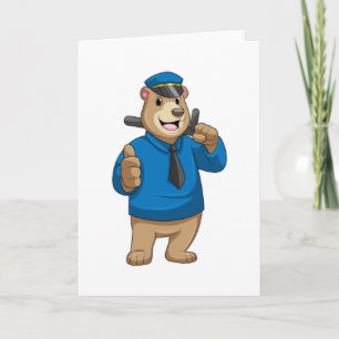 Carte Porter en tant qu'officier de police avec le casqu