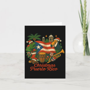 Carte Porto Rico Noël Coquí Flag Holiday