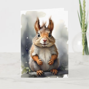 Carte Portrait blanc d'écureuil rouge mignon Salutation